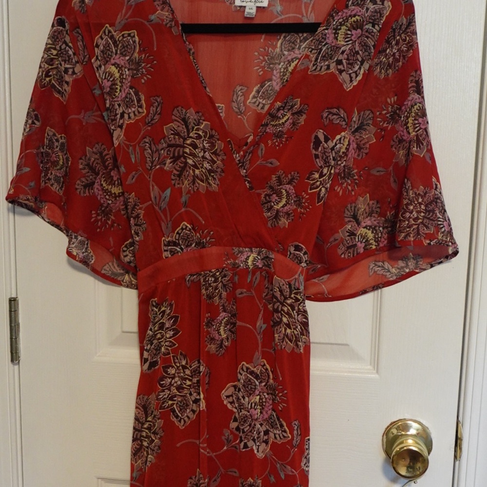 Floral Red Wrap Dress
